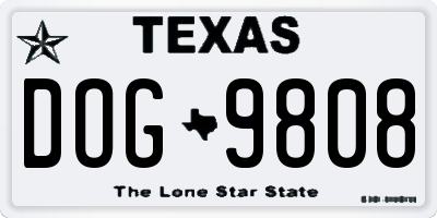 TX license plate DOG9808