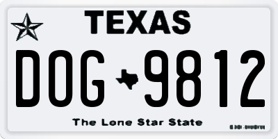 TX license plate DOG9812