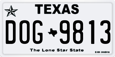 TX license plate DOG9813
