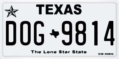 TX license plate DOG9814