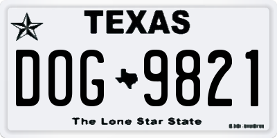 TX license plate DOG9821