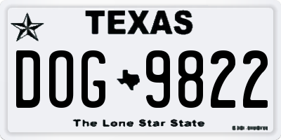 TX license plate DOG9822