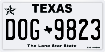 TX license plate DOG9823