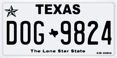 TX license plate DOG9824