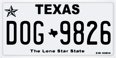 TX license plate DOG9826