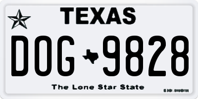 TX license plate DOG9828