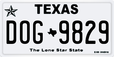 TX license plate DOG9829