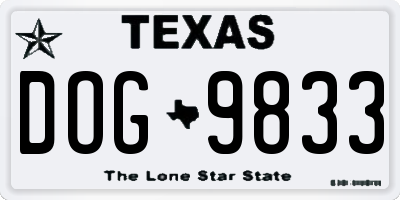 TX license plate DOG9833