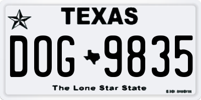 TX license plate DOG9835