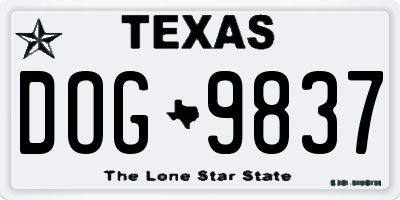 TX license plate DOG9837