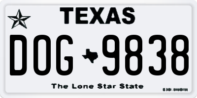 TX license plate DOG9838