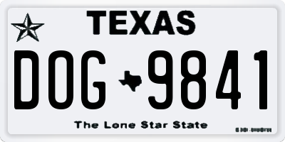 TX license plate DOG9841