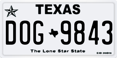 TX license plate DOG9843