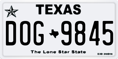 TX license plate DOG9845