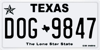 TX license plate DOG9847