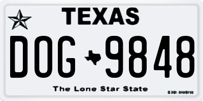 TX license plate DOG9848