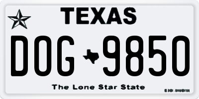TX license plate DOG9850