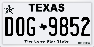 TX license plate DOG9852