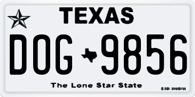 TX license plate DOG9856