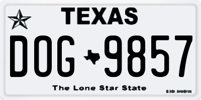 TX license plate DOG9857