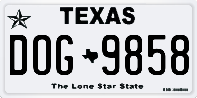 TX license plate DOG9858