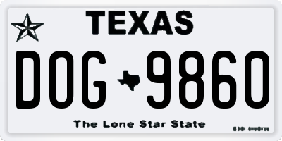 TX license plate DOG9860
