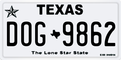 TX license plate DOG9862