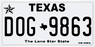 TX license plate DOG9863