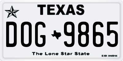 TX license plate DOG9865