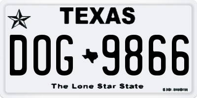 TX license plate DOG9866