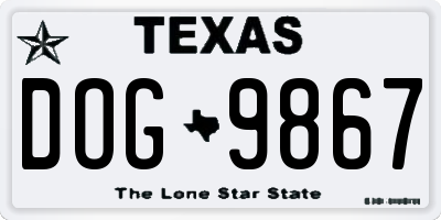 TX license plate DOG9867