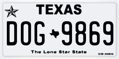 TX license plate DOG9869