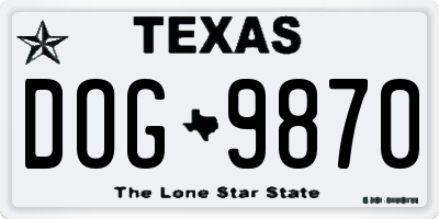 TX license plate DOG9870