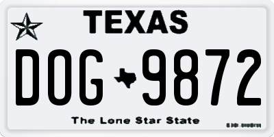 TX license plate DOG9872
