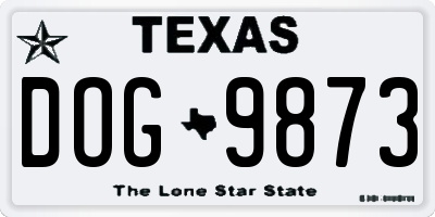 TX license plate DOG9873