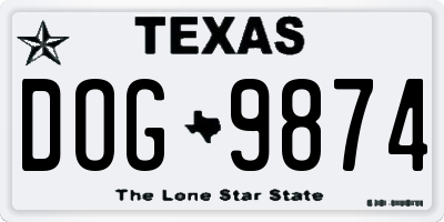TX license plate DOG9874