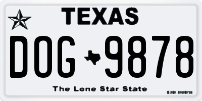 TX license plate DOG9878