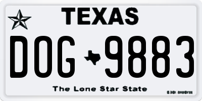 TX license plate DOG9883