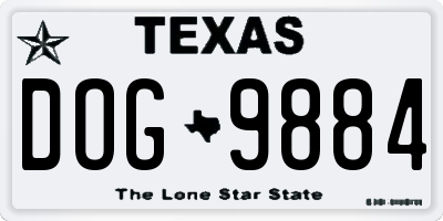 TX license plate DOG9884