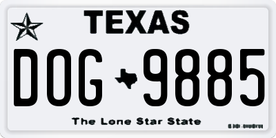 TX license plate DOG9885