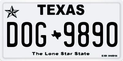 TX license plate DOG9890