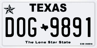TX license plate DOG9891