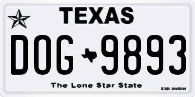 TX license plate DOG9893
