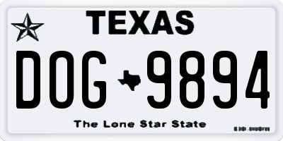 TX license plate DOG9894