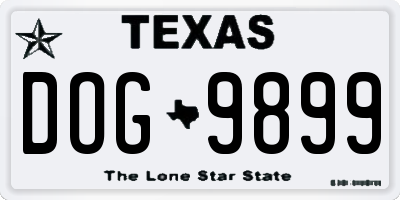 TX license plate DOG9899