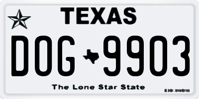 TX license plate DOG9903