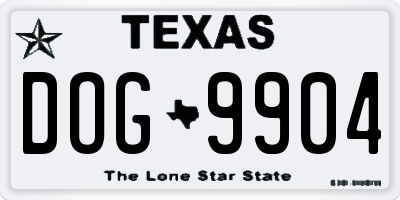 TX license plate DOG9904