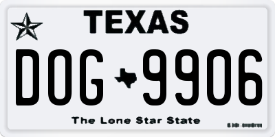 TX license plate DOG9906
