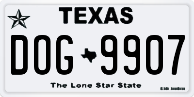 TX license plate DOG9907