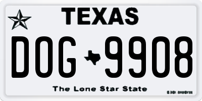 TX license plate DOG9908